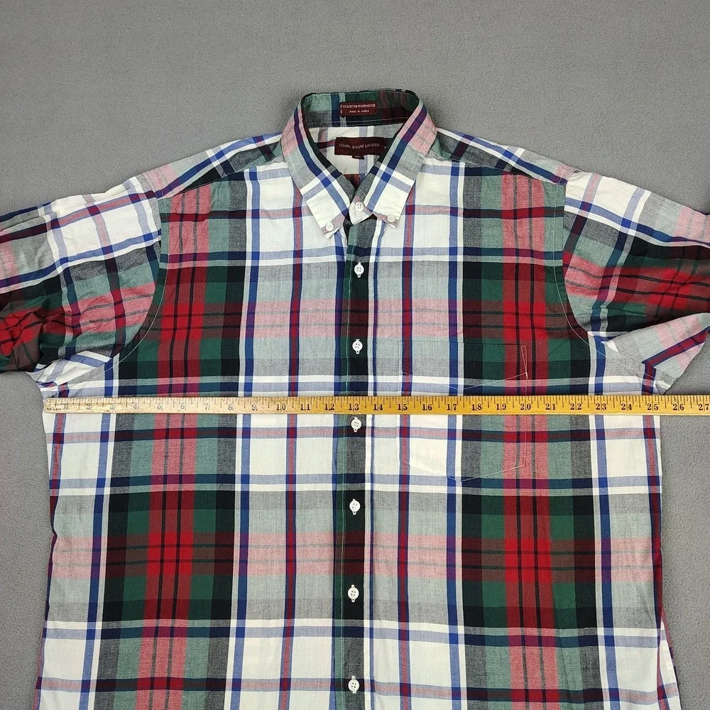 Vintage Ralph Lauren Button Down Shirt Men XL Plaid Long Sleeve Preppy Old Money